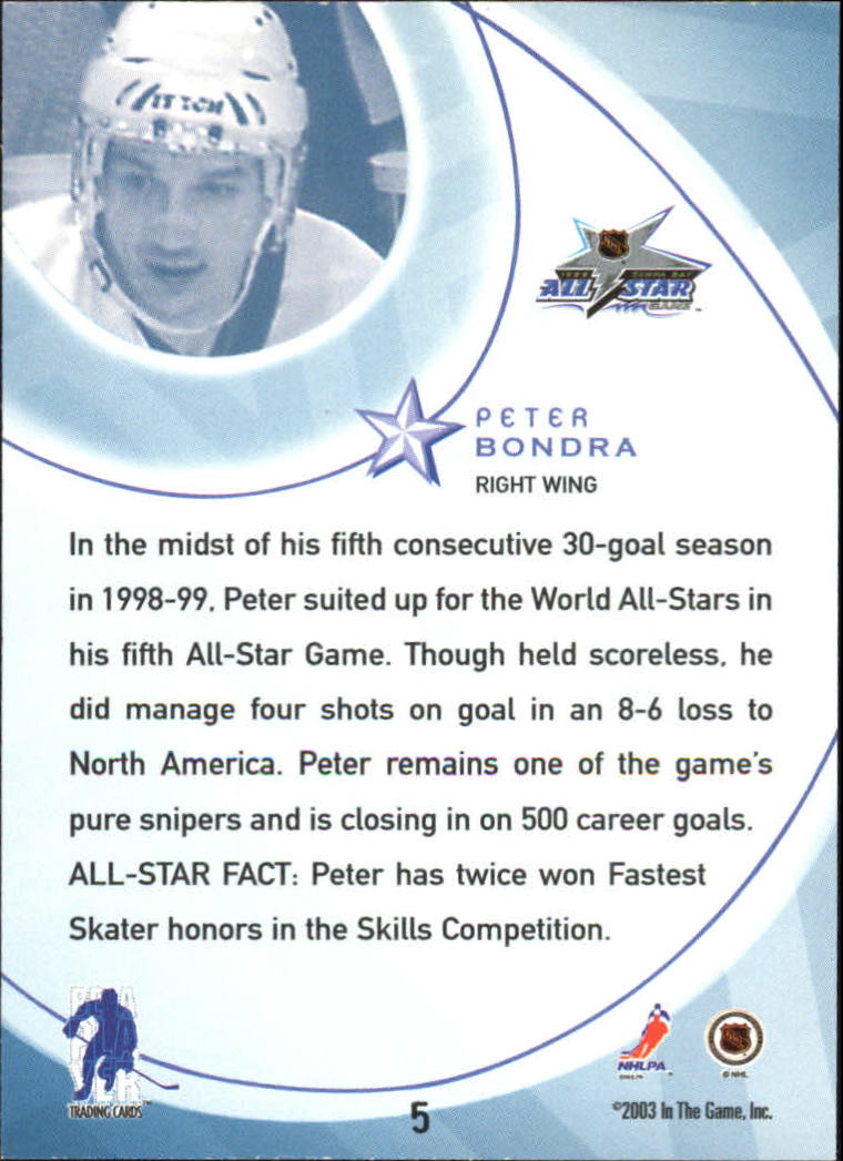 2002-03 BAP All-Star Edition #5 Peter Bondra back image