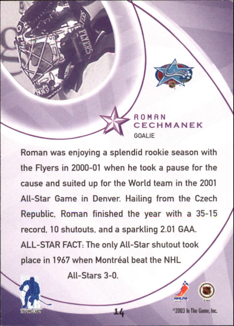 2002-03 BAP All-Star Edition #14 Roman Cechmanek back image