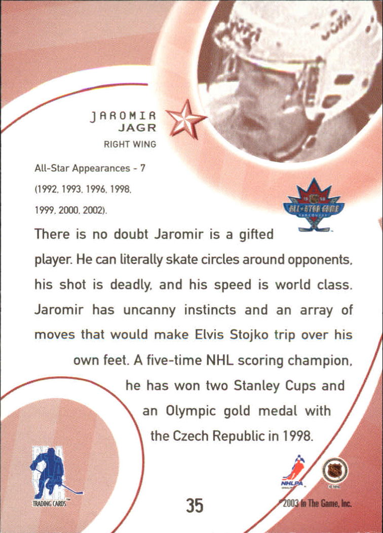 2002-03 BAP All-Star Edition #35 Jaromir Jagr back image