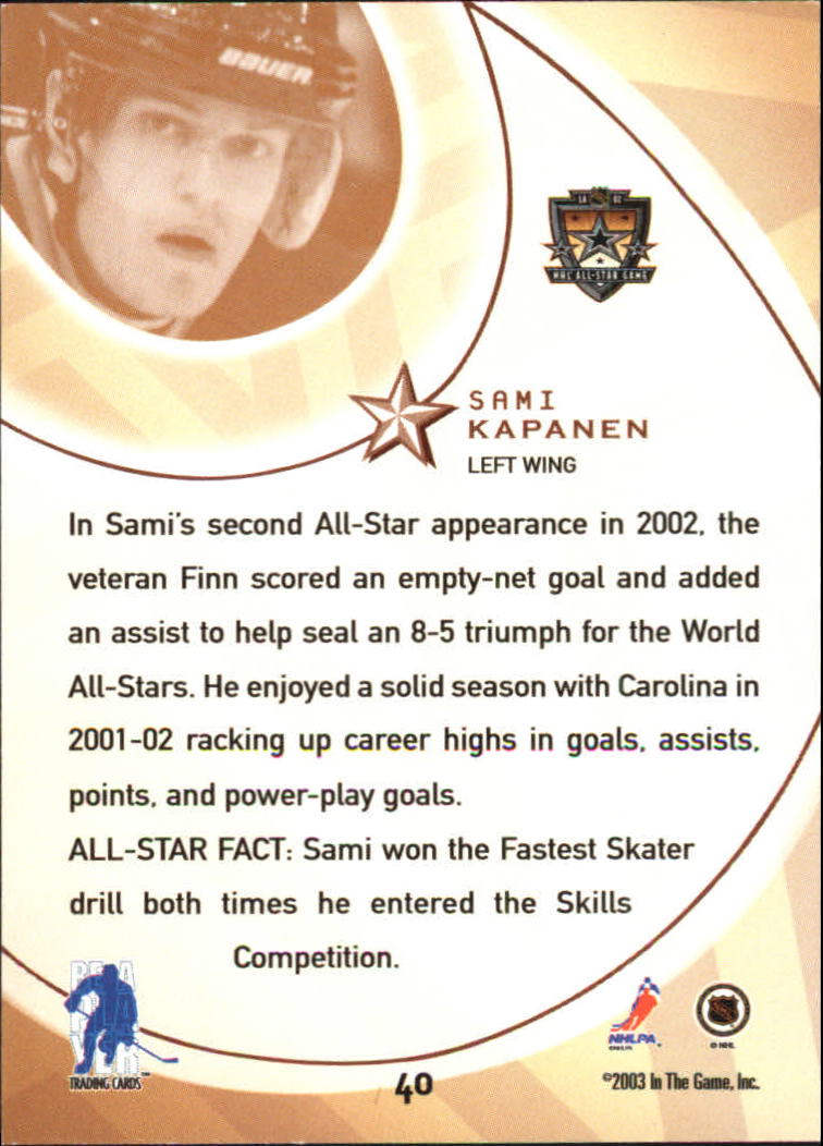 2002-03 BAP All-Star Edition #40 Sami Kapanen back image