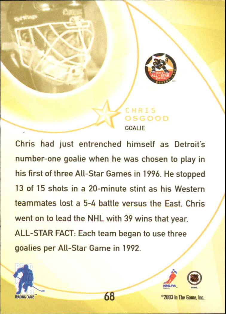 2002-03 BAP All-Star Edition #68 Chris Osgood back image