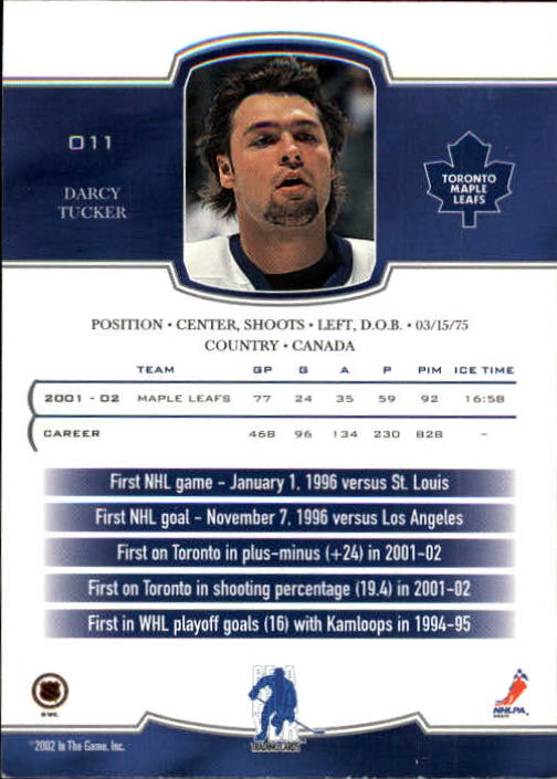 2002-03 BAP First Edition #11 Darcy Tucker back image
