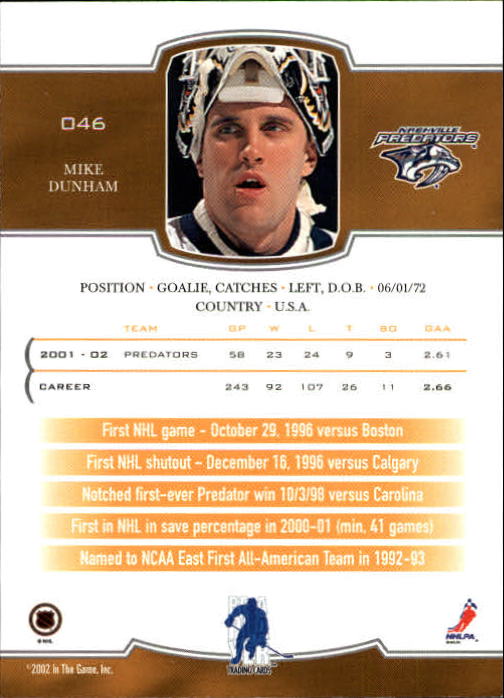 2002-03 BAP First Edition #46 Mike Dunham back image