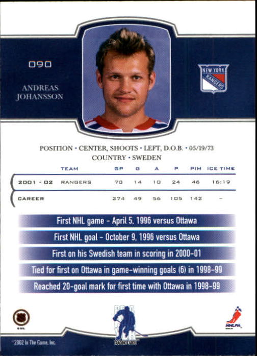 2002-03 BAP First Edition #90 Andreas Johansson back image