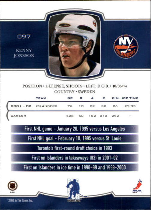 2002-03 BAP First Edition #97 Kenny Jonsson back image