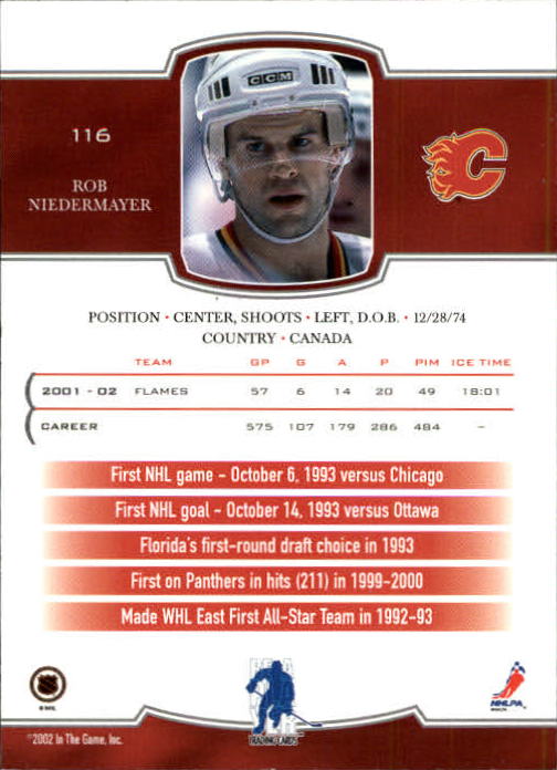 2002-03 BAP First Edition #116 Rob Niedermayer back image