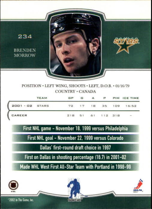 2002-03 BAP First Edition #234 Brenden Morrow back image
