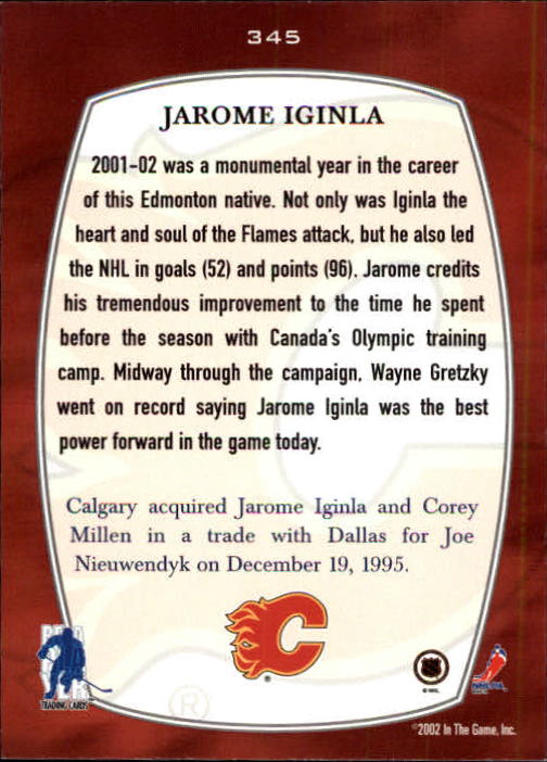 2002-03 BAP First Edition #345 Jarome Iginla FP back image