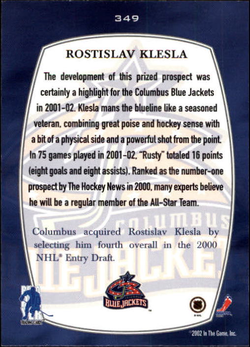 2002-03 BAP First Edition #349 Rostislav Klesla FP back image