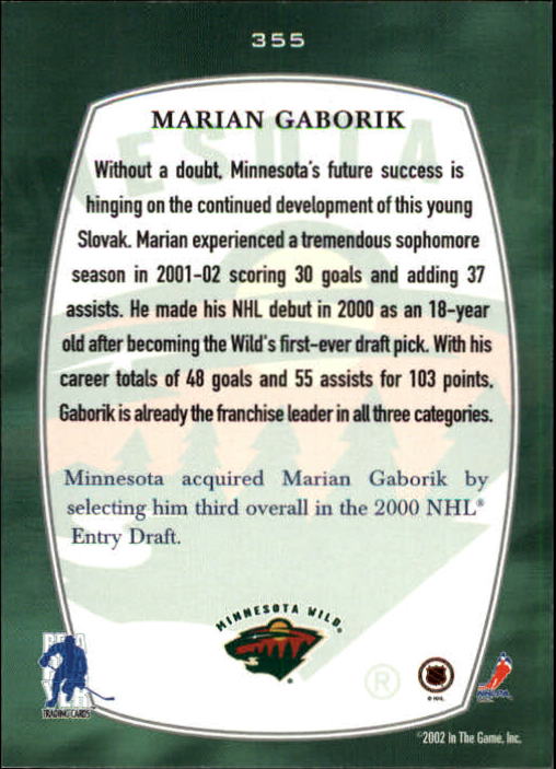 2002-03 BAP First Edition #355 Marian Gaborik FP back image