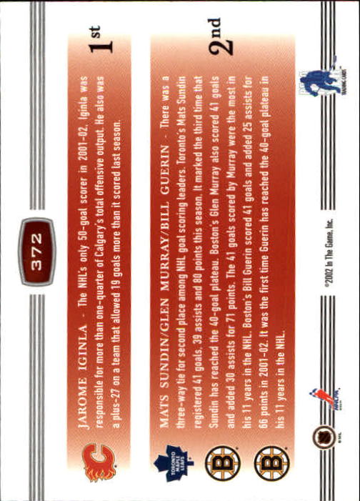 2002-03 BAP First Edition #372 Jarome Iginla SL/Mats Sundin/Glen Murray/Bill Guerin back image