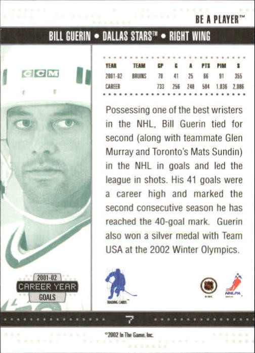 2002-03 BAP Memorabilia #7 Bill Guerin back image