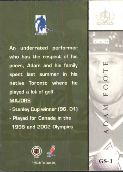 2002-03 BAP Signature Series Golf #GS1 Adam Foote back image