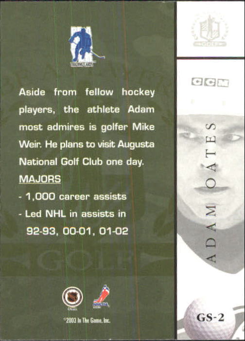 2002-03 BAP Signature Series Golf #GS2 Adam Oates back image
