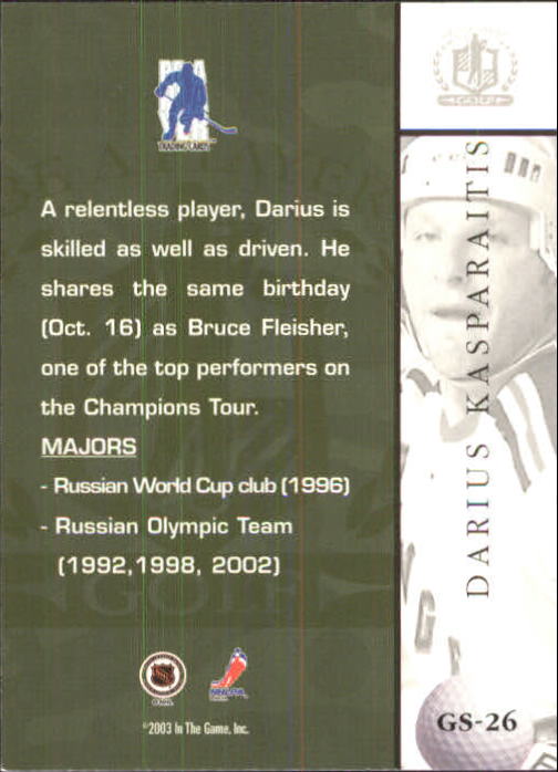 2002-03 BAP Signature Series Golf #GS26 Darius Kasparaitis back image