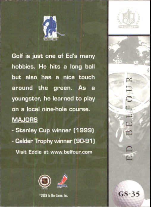2002-03 BAP Signature Series Golf #GS35 Ed Belfour back image