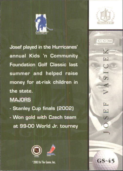 2002-03 BAP Signature Series Golf #GS45 Josef Vasicek back image