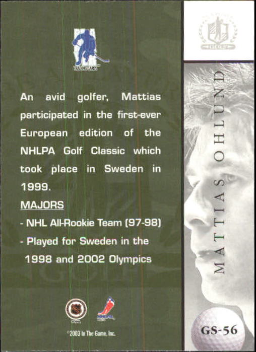 2002-03 BAP Signature Series Golf #GS56 Mattias Ohlund back image