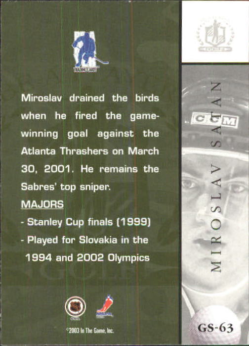 2002-03 BAP Signature Series Golf #GS63 Miroslav Satan back image