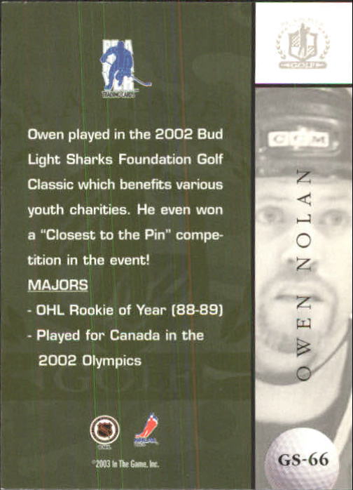 2002-03 BAP Signature Series Golf #GS66 Owen Nolan back image