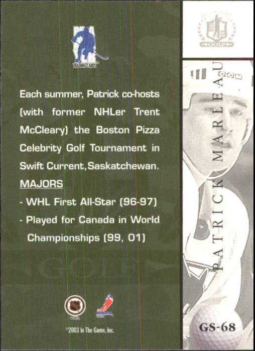 2002-03 BAP Signature Series Golf #GS68 Patrick Marleau back image