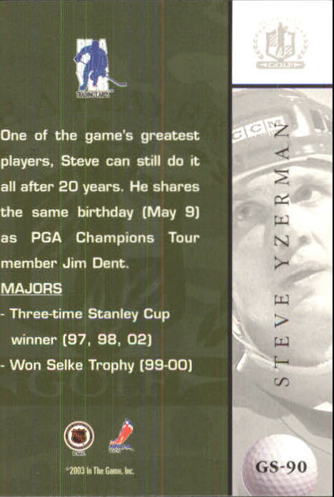2002-03 BAP Signature Series Golf #GS90 Steve Yzerman back image