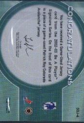 2002-03 BAP Signature Series Jerseys #SGJ4 Patrick Roy back image