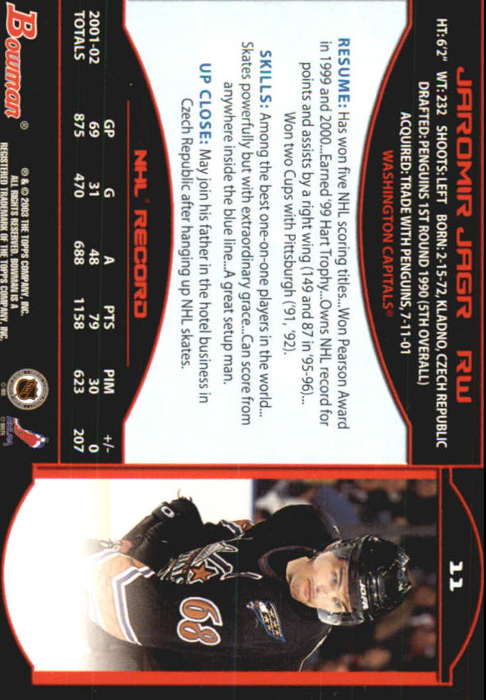 2002-03 Bowman YoungStars #11 Jaromir Jagr back image