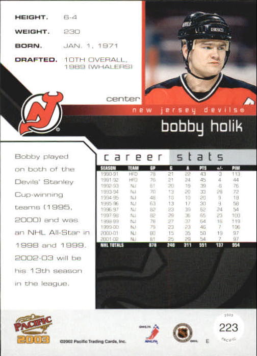2002-03 Pacific #223 Bobby Holik back image