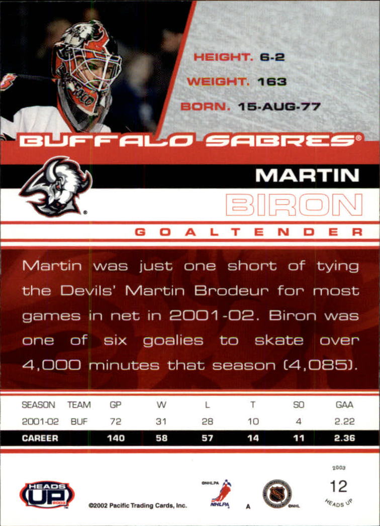 2002-03 Pacific Heads Up Hockey Card Pick (Base) - Bild 9 von 69