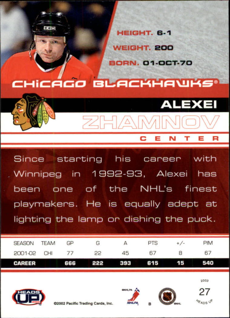 2002-03 Pacific Heads Up Hockey Card Pick (Base) - Bild 19 von 69