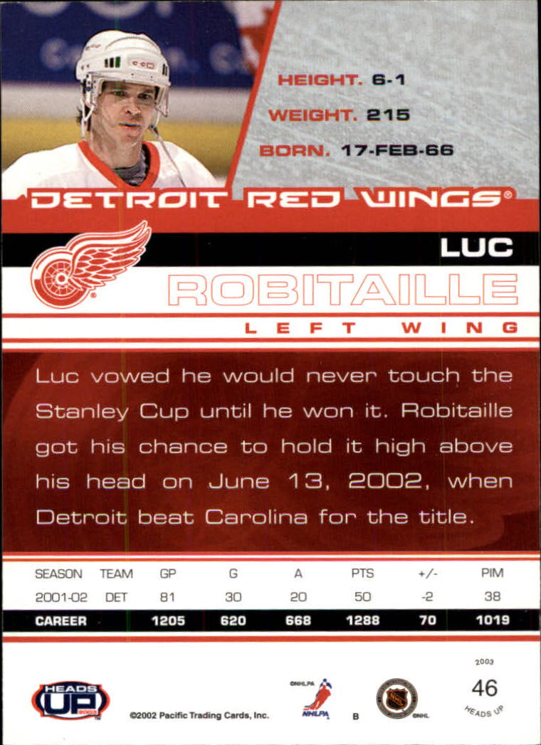2002-03 Pacific Heads Up Hockey Card Pick (Base) - Bild 29 von 69