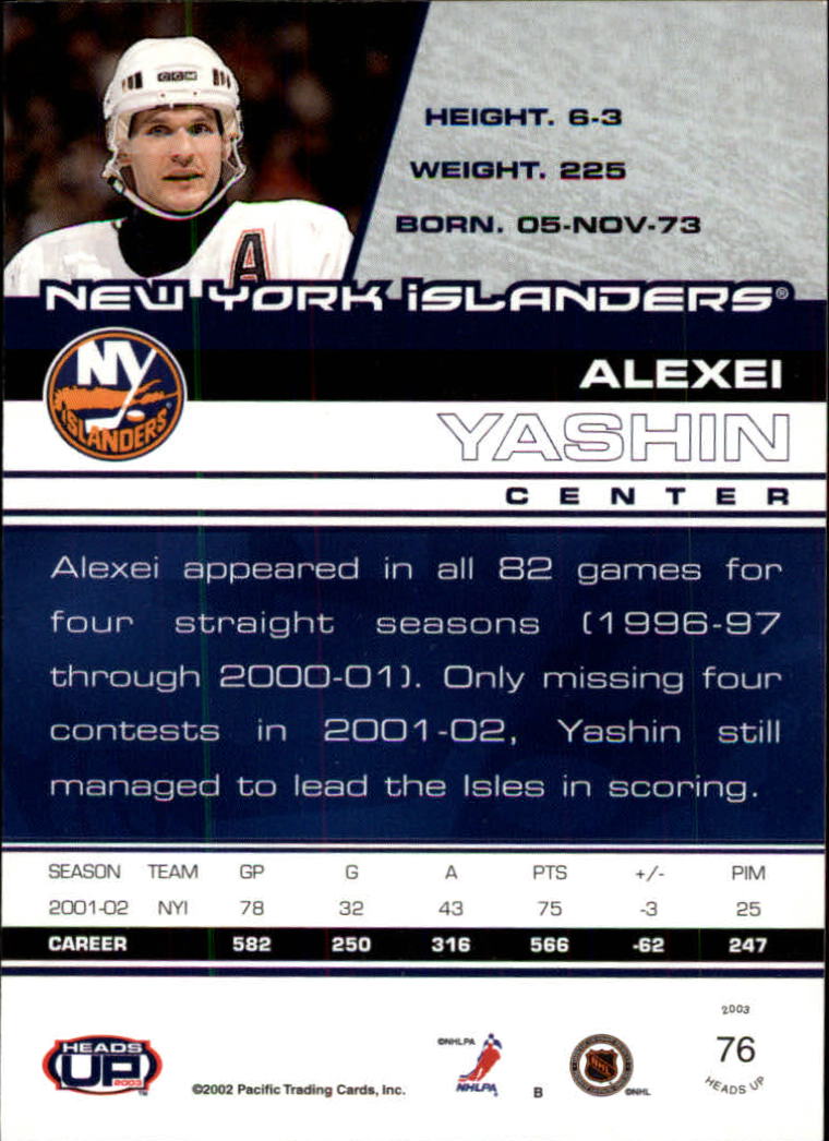 2002-03 Pacific Heads Up Hockey Card Pick (Base) - Bild 47 von 69