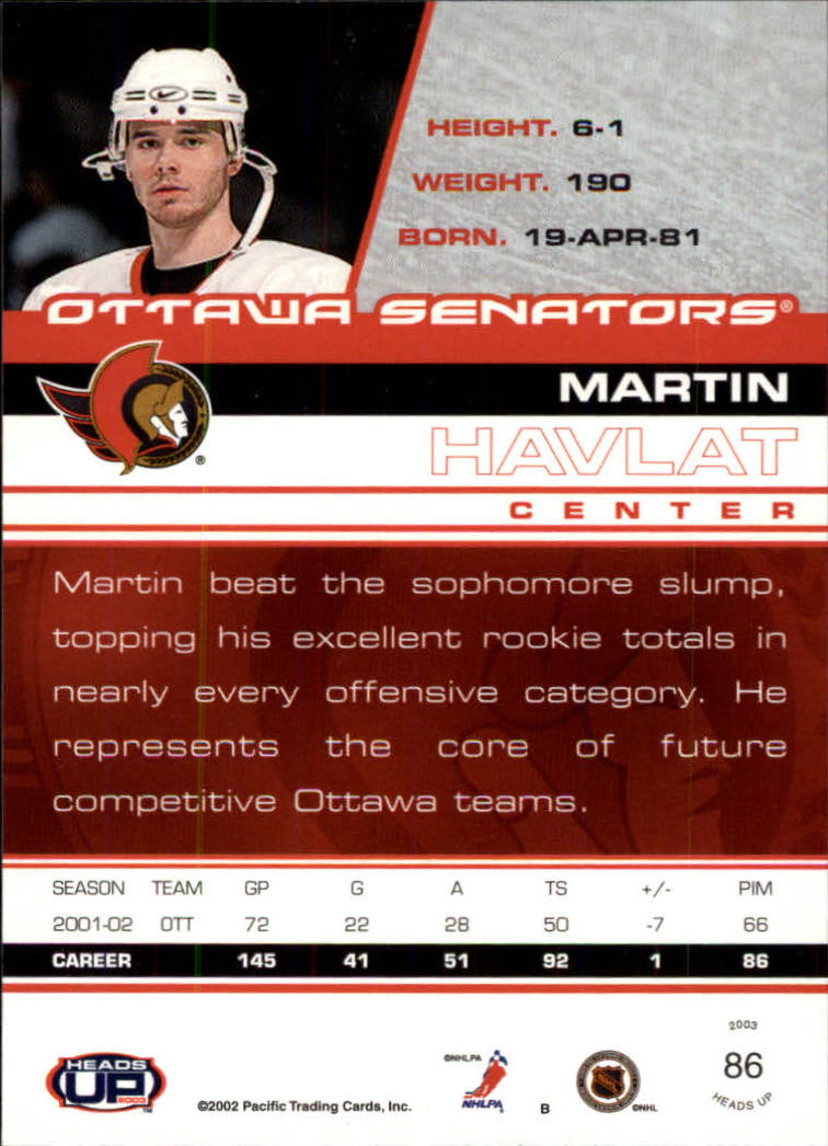 2002-03 Pacific Heads Up Hockey Card Pick (Base) - Bild 53 von 69