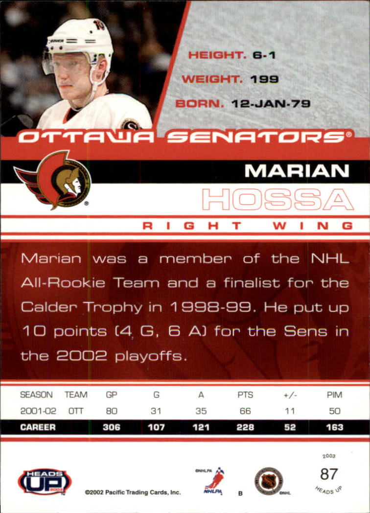 2002-03 Pacific Heads Up Hockey Card Pick (Base) - Bild 55 von 69