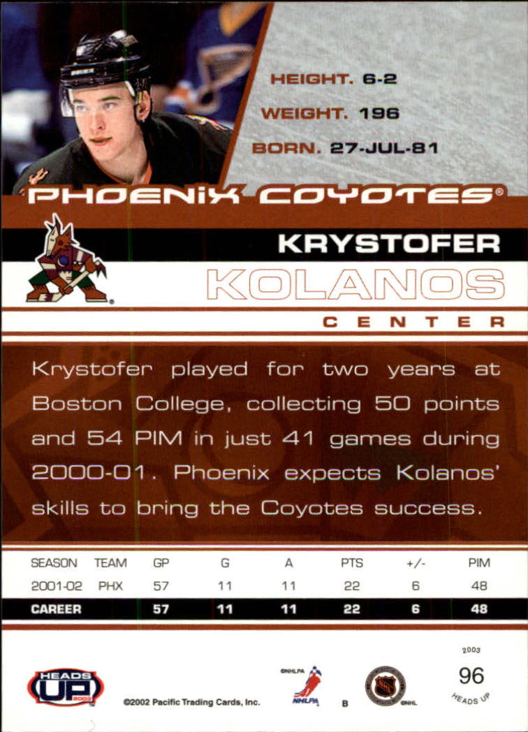 2002-03 Pacific Heads Up Hockey Card Pick (Base) - Bild 57 von 69
