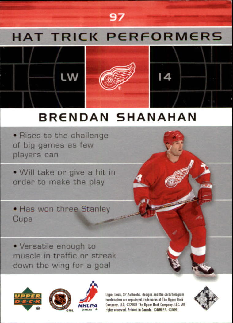 2002-03 SP Authentic #97 Brendan Shanahan HT back image