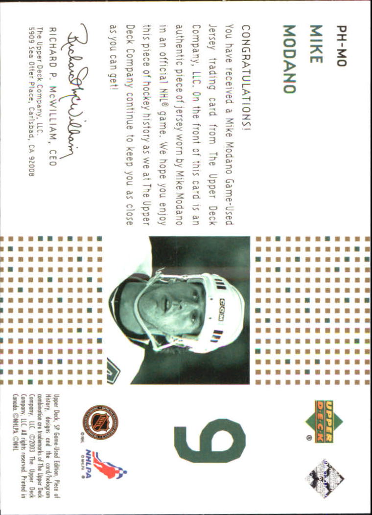 2002-03 SP Game Used Piece of History Gold #PHMO Mike Modano