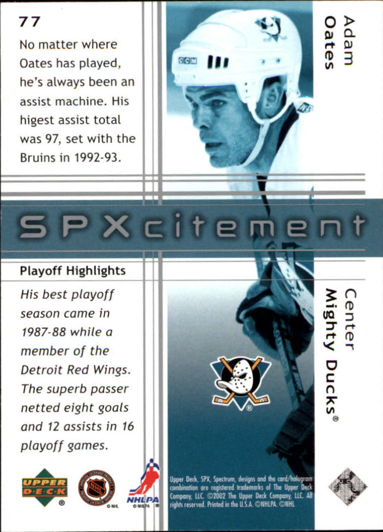 2002-03 SPx #77 Adam Oates back image