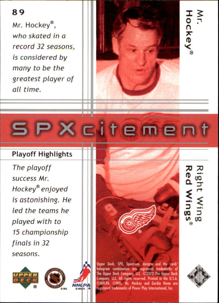 2002-03 SPx #89 Gordie Howe back image