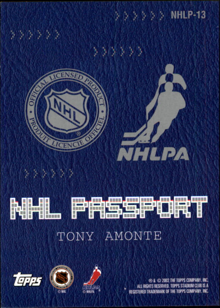 2002-03 Stadium Club Passport Jerseys #13 Tony Amonte back image