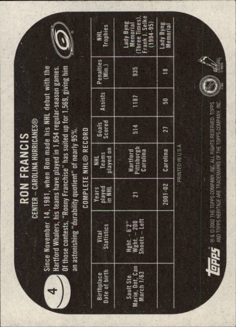 B6682- 2002-03 Topps Heritage Hockey Card #s 1-186 -You Pick- 15+ FREE US SHIP - Picture 7 of 262