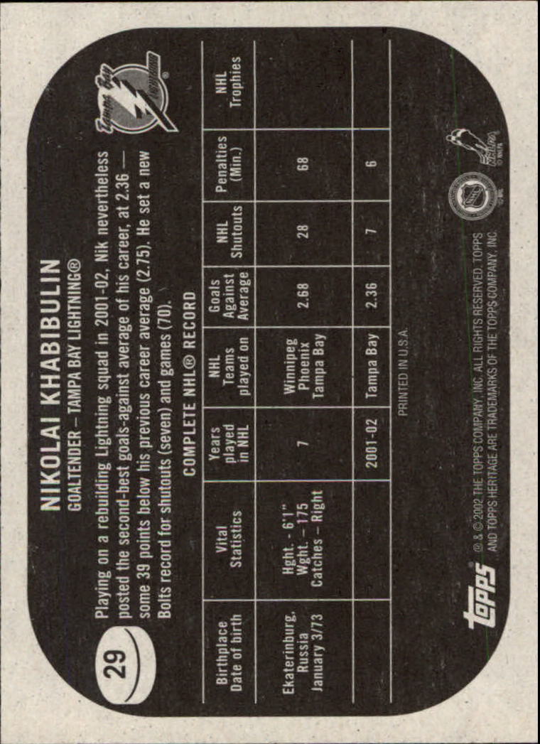 B6682- 2002-03 Topps Heritage Hockey Card #s 1-186 -You Pick- 15+ FREE US SHIP - Picture 53 of 262