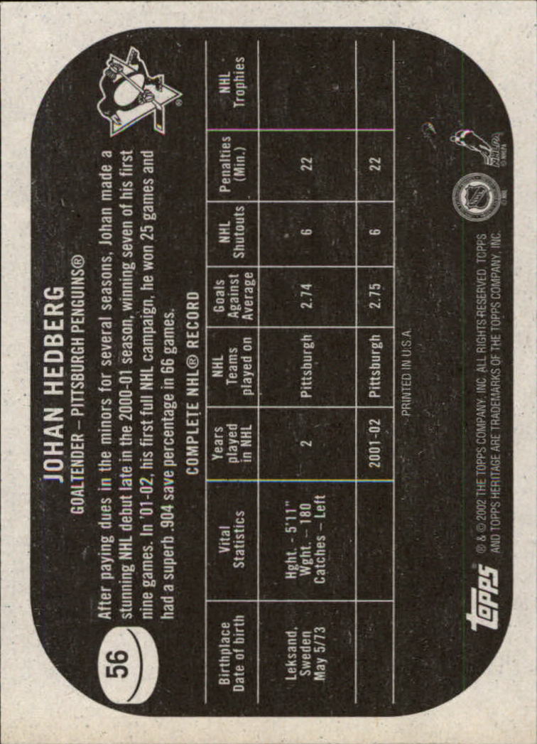 B6682- 2002-03 Topps Heritage Hockey Card #s 1-186 -You Pick- 15+ FREE US SHIP - Picture 103 of 262