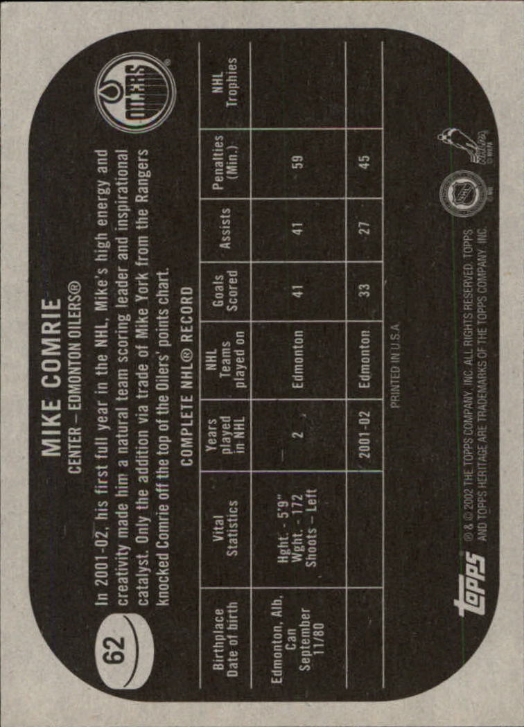 B6682- 2002-03 Topps Heritage Hockey Card #s 1-186 -You Pick- 15+ FREE US SHIP - Picture 113 of 262