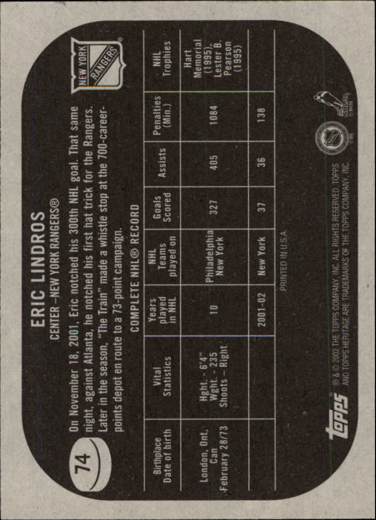B6682- 2002-03 Topps Heritage Hockey Card #s 1-186 -You Pick- 15+ FREE US SHIP - Picture 135 of 262