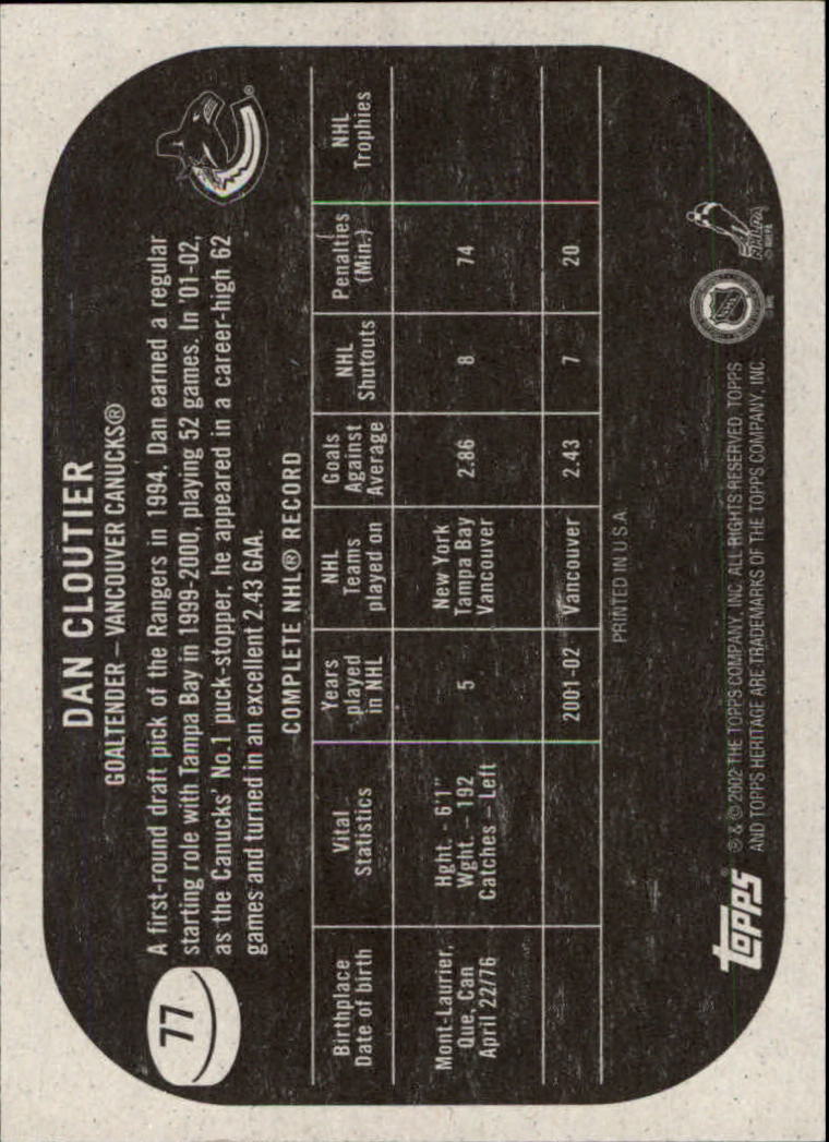 B6682- 2002-03 Topps Heritage Hockey Card #s 1-186 -You Pick- 15+ FREE US SHIP - Picture 141 of 262