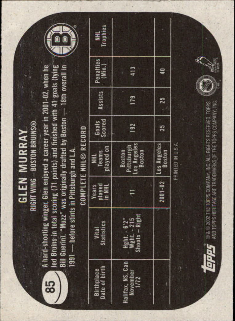 B6682- 2002-03 Topps Heritage Hockey Card #s 1-186 -You Pick- 15+ FREE US SHIP - Picture 155 of 262