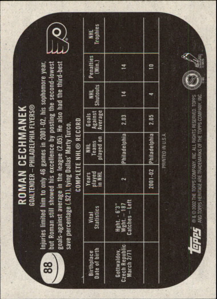 B6682- 2002-03 Topps Heritage Hockey Card #s 1-186 -You Pick- 15+ FREE US SHIP - Picture 161 of 262