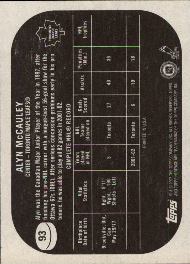 B6682- 2002-03 Topps Heritage Hockey Card #s 1-186 -You Pick- 15+ FREE US SHIP - Picture 169 of 262